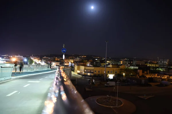 Ponte Noturna Ponte Del Mare Pescara Por Verão — Fotografia de Stock