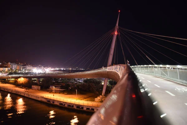 Ponte Del Mare Éjszakai Híd Pescara Ban Nyár — Stock Fotó