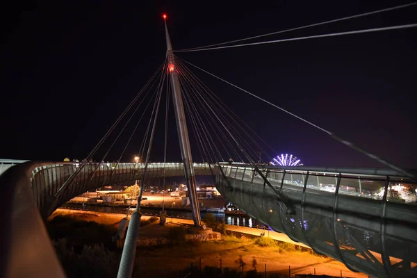 Ponte Del Mare Bei Nacht Pescara Abruzzen Italien — Stockfoto