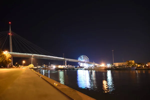 Ponte Del Mare Night Pescara Ban Abruzzo Olaszország — Stock Fotó