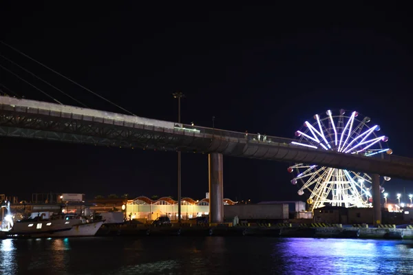 Ponte Del Mare Nocą Pescara Abruzja Włochy — Zdjęcie stockowe