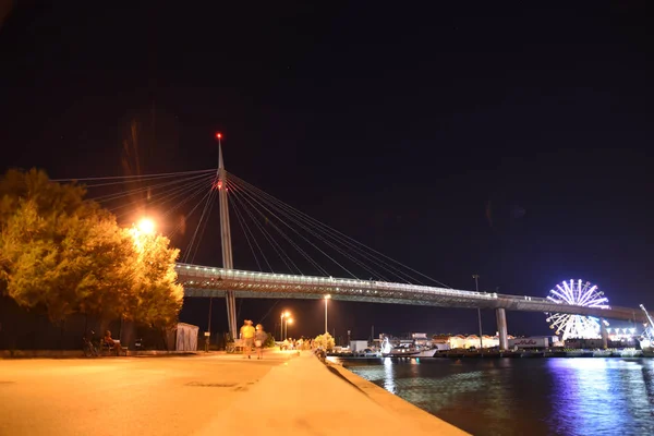 Ponte Del Mare Night Pescara Ban Abruzzo Olaszország — Stock Fotó