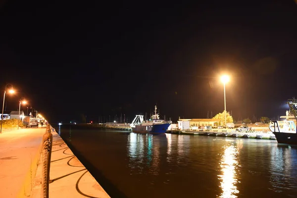 Skyline Pescara Noite Com Ponte Rio Abruzzo Itália — Fotografia de Stock