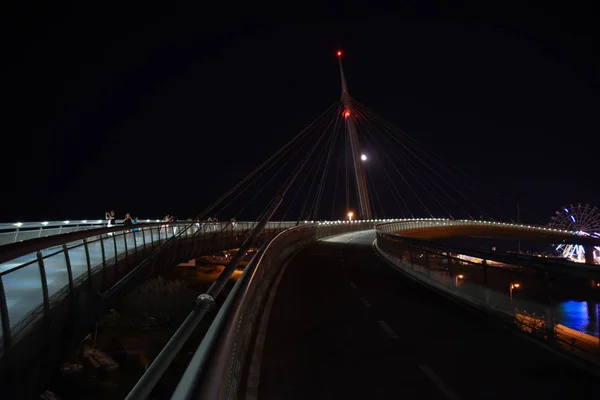 Ponte Del Mare Nuit Pescara Abruzzes Italie — Photo