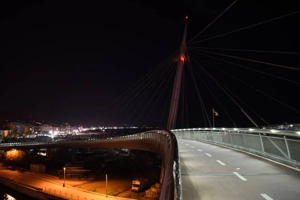 Ponte Del Mare Bei Nacht Pescara Abruzzen Italien — Stockfoto