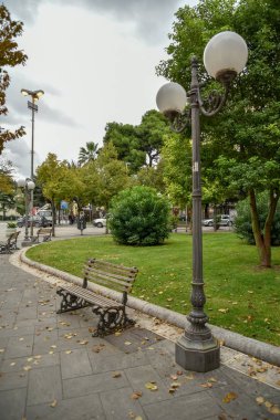Şehir parkının sokak manzarası 