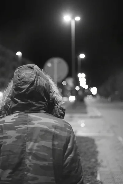 Hombre Blanco Negro Retrato Noche — Foto de Stock