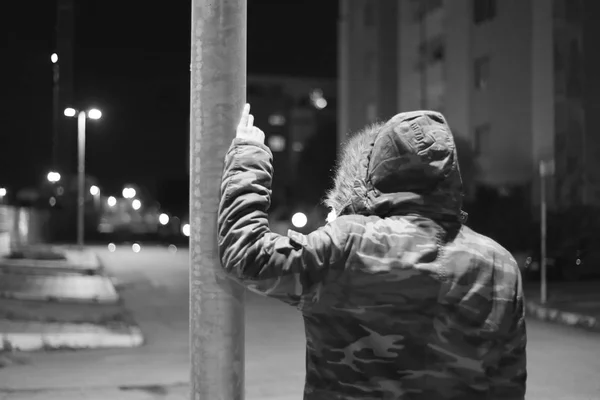 Black and White man Portrait in the Night