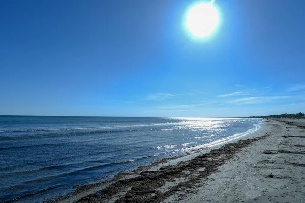 Siponto Beach Morgonen Med Floden Och Seascape — Stockfoto