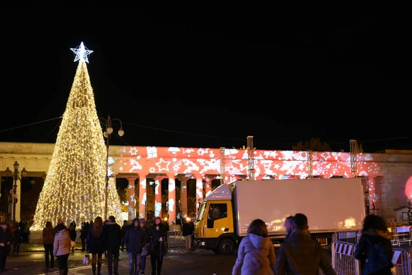 Decorazione Natalizia Città Notte — Foto Stock