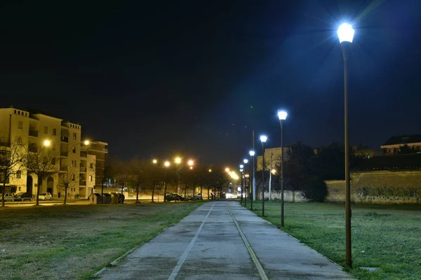 Şehirde gece bisikletyolu lambalarla aydınlatıldı