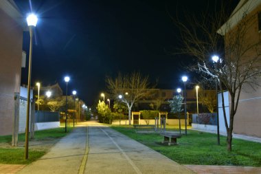 Şehirde parkta Gece bisiklet yolu