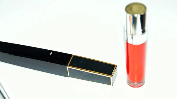 Instrumente Pentru Machiaj Cosmetice Diferite Nuanțe Paletă Ochi Alcătuiesc Perie — Fotografie, imagine de stoc