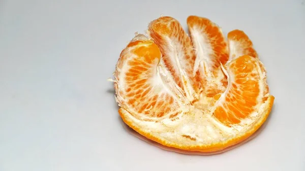 Ripe Juicy Peeled Mandarin Orange Isolated White Background Selected Focus — Stock Photo, Image
