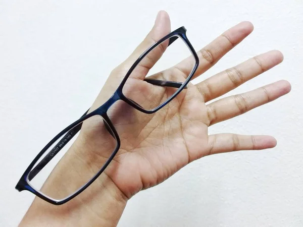 Hand Och Glasses Arbete Utan Detta Två Kontoret Penampang Baru — Stockfoto