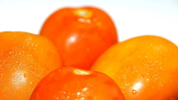 Rode Verse Tomaten Groenten Peterselie Bladeren Geïsoleerd Witte Achtergrond — Stockfoto