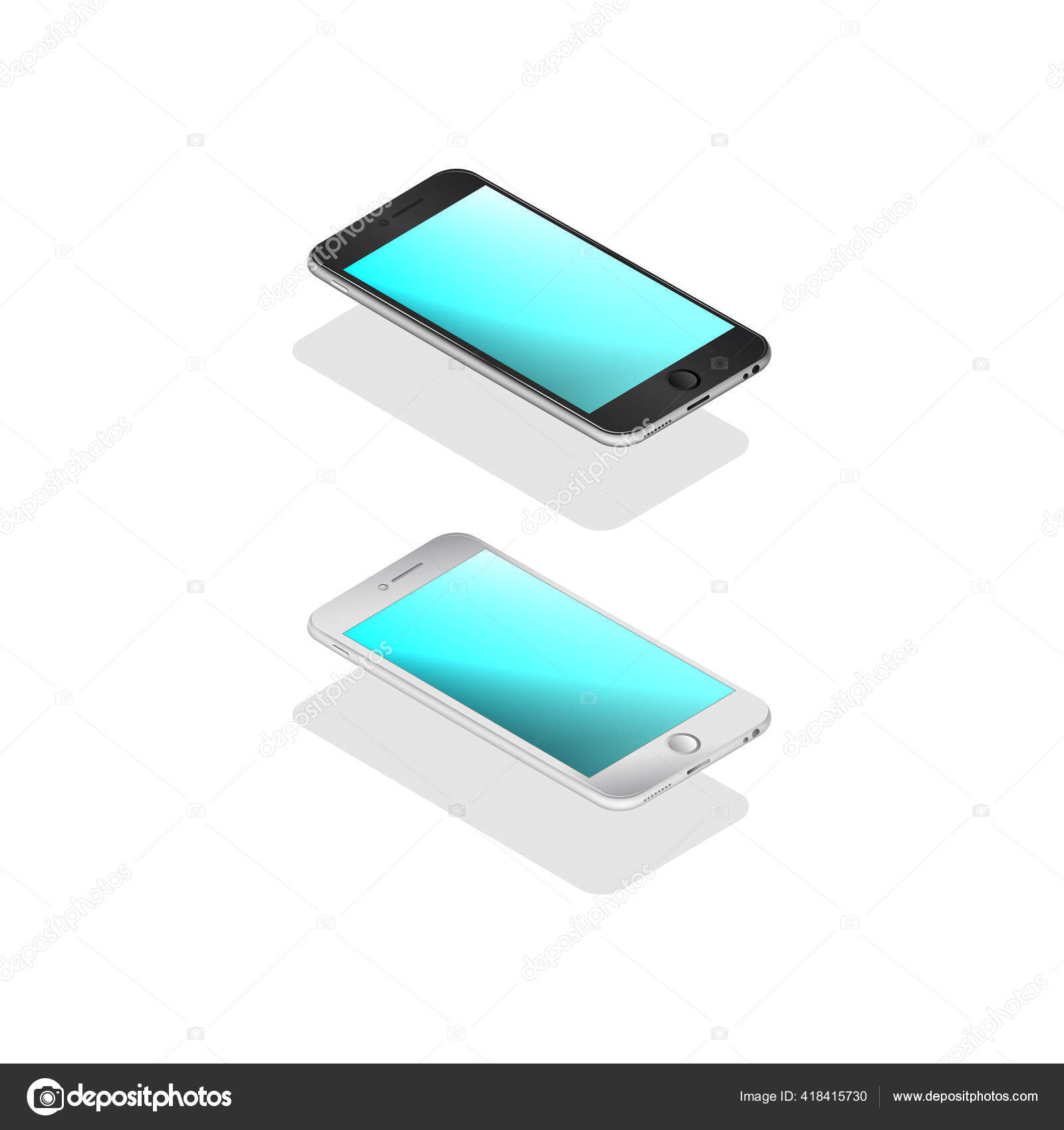 Download Blue Glossy Smartphone Floating White Background Template Cellphone Blank Displayi Vector Image By C Pilvitus Vector Stock 418415730