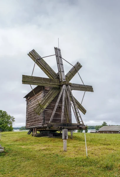 Historical site dating from the 17th century on Kizhi island, Russia. Windmill with Bikanina