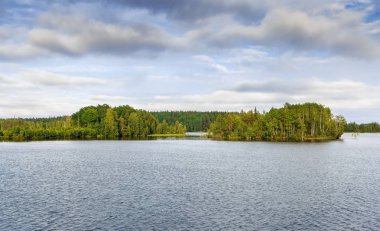 Vyg Nehri üzerindeki manzara (Beyaz Deniz-Baltık Kanalı 'nın bir kısmı), Rusya