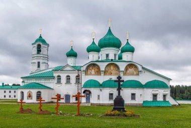 Alexander-Svirsky Manastırı Leningrad bölgesinde, Rusya Ortodoks Manastırı var. Başkalaşım Cathedra