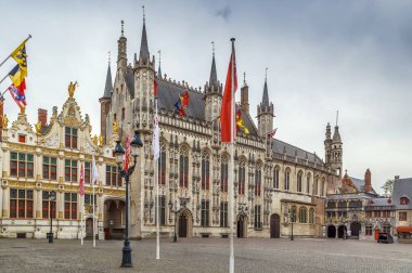 Burg kare ile Belediye binası tarihi merkezi, Bruges, Belçika