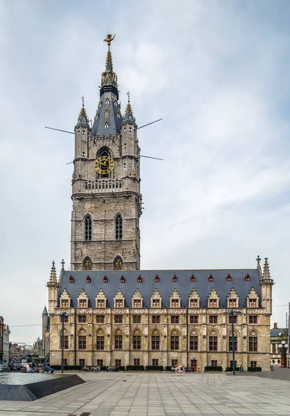 根特91米高的钟楼是比利时最高的钟楼 — 图库照片