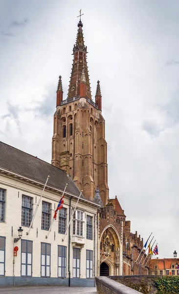 Iglesia Nuestra Señora Brujas Bélgica Torre 122 Metros Altura Sigue — Foto de Stock