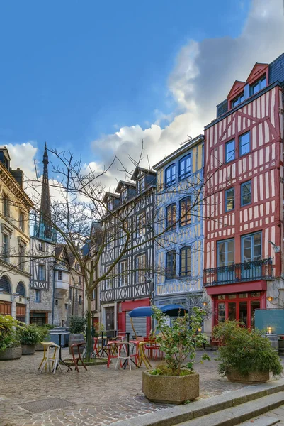 Straat Het Historische Centrum Van Rouen Met Vakwerkhuizen Frankrijk — Stockfoto