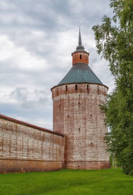 Moskova Kulesi ve duvarda Kirillo Belozersky Manastırı, Rusya Federasyonu