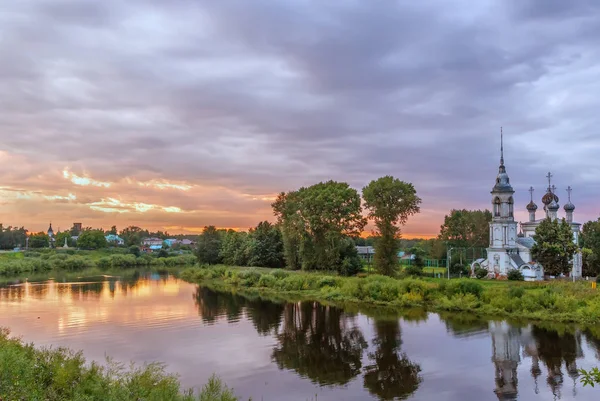 Krajobraz Rzeki Vologda Prezentacji Kościoła Jezusa Vologda Federacja Rosyjska Zachód — Zdjęcie stockowe