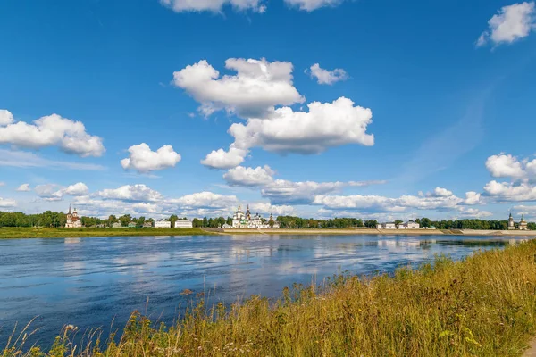 Pohled Historické Centrum Velkých Ustyugu Řeky Sukhony Rusko — Stock fotografie