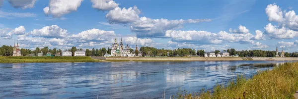 Panoramatický Výhled Historické Centrum Veliky Ustyug Suchona Řeky Rusko — Stock fotografie