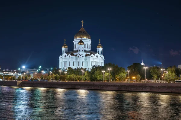 Καθεδρικός Ναός Του Σωτήρος Στο Βράδυ Μόσχα Ρωσία — Φωτογραφία Αρχείου