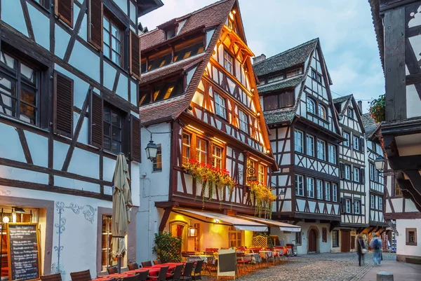 Street Historical Half Timbered Houses Petite France District Strasbourg France — Stock Photo, Image