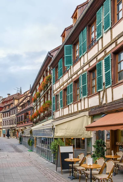 Ulice Historickými Zpola Roubenými Domy Obernai Alsasko Francie — Stock fotografie