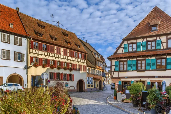 Calle Con Casas Históricas Entramado Madera Barr Alsacia Francia — Foto de Stock