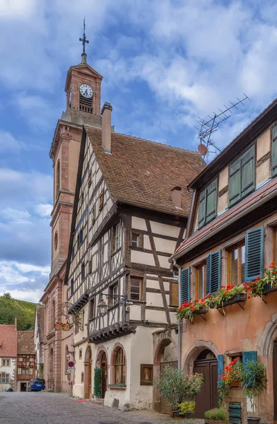 Rue Avec Maisons Historiques Riquewihr Alsace France — Photo