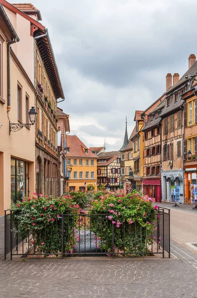 Colmar Şehir Merkezindeki Tarihi Cadde Alsace Fransa — Stok fotoğraf