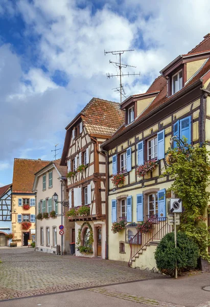 Malerische Historische Straße Eguisheim Elsass Frankreich — Stockfoto