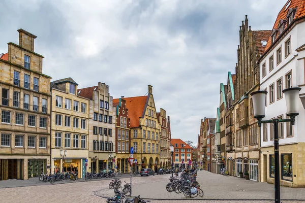 Prinzipalmarkt Historická Ulice Domy Malebnými Štíty Připojeny Sobě Navzájem Munster — Stock fotografie