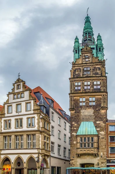 市庁舎塔はミュンスター ドイツの街の Principalemarkt 通りの南部に位置する市の塔 — ストック写真