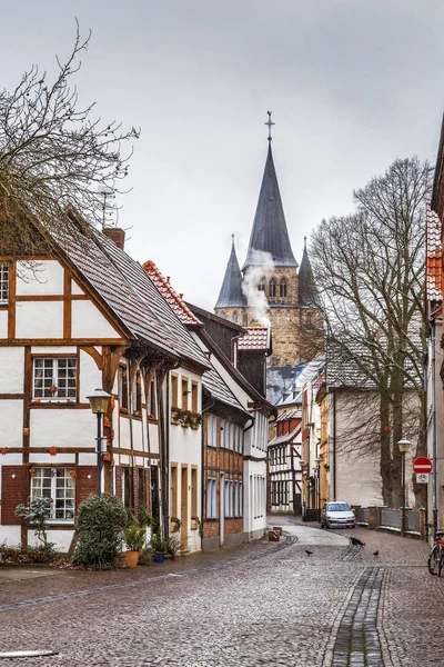 Straße Warendorf Mit Blick Auf Die Sankt Lorenz Kirche Deutschland — Stockfoto