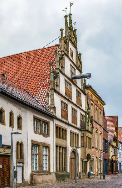 Ulica Dekoracyjnymi Domami Muru Pruskiego Centrum Miasta Lemgo Niemcy — Zdjęcie stockowe