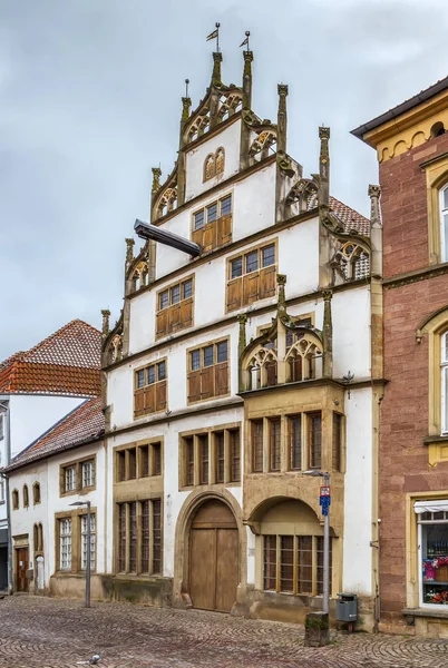 Strada Con Decorativi Case Graticcio Nel Centro Lemgo Germania — Foto Stock