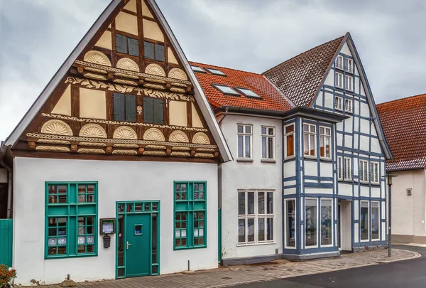 Street Decorative Half Timbered Houses Lemgo City Center Germany — Stock Photo, Image