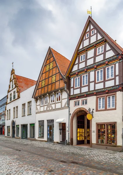 Street Decorative Half Timbered Houses Lemgo City Center Germany — Stock Photo, Image