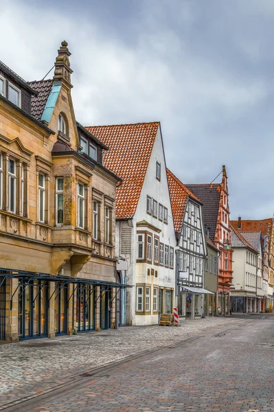 Ulice Dekorativními Dřevěnými Domky Centru Města Lemgo Německo — Stock fotografie