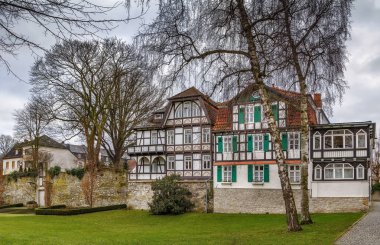 Paderborn, Almanya merkezinde tarihi yarı ahşap evleri