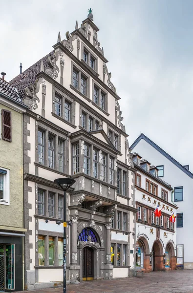 Straat Met Decoratieve Vakwerkhuizen Centrum Van Stad Paderborn Duitsland — Stockfoto