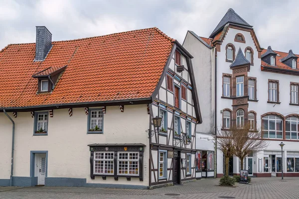 Ulice Poloroubenými Domy Soest Německo — Stock fotografie